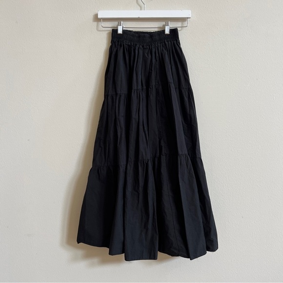 Olive Clothing Black Tiered Cotton Prairie Maxi Skirt A-Line - Picture 3 of 4
